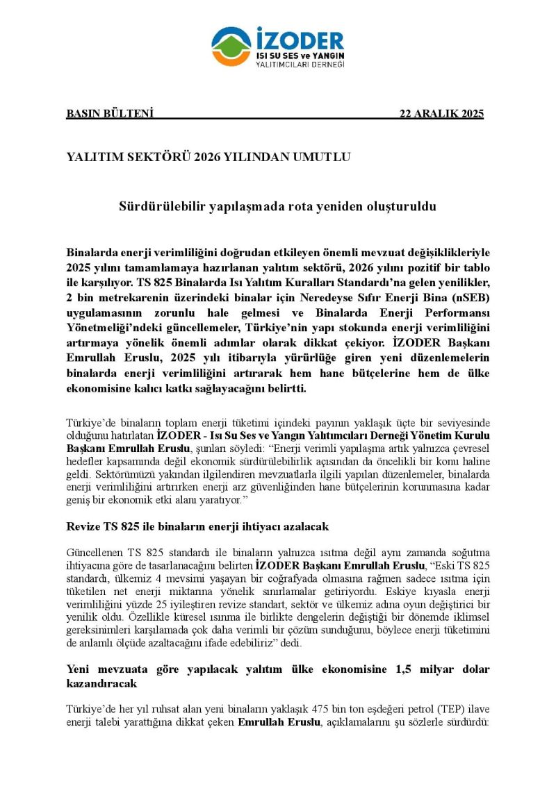 İZODER Yıl Değerlendirme Bülteni